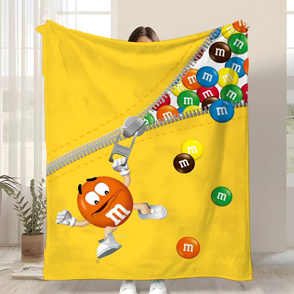 Brand M&M s Throw Kid-Friendly Flannel Throw Blanket Soft Warm Anti-Static Washable All Season 75x90cm