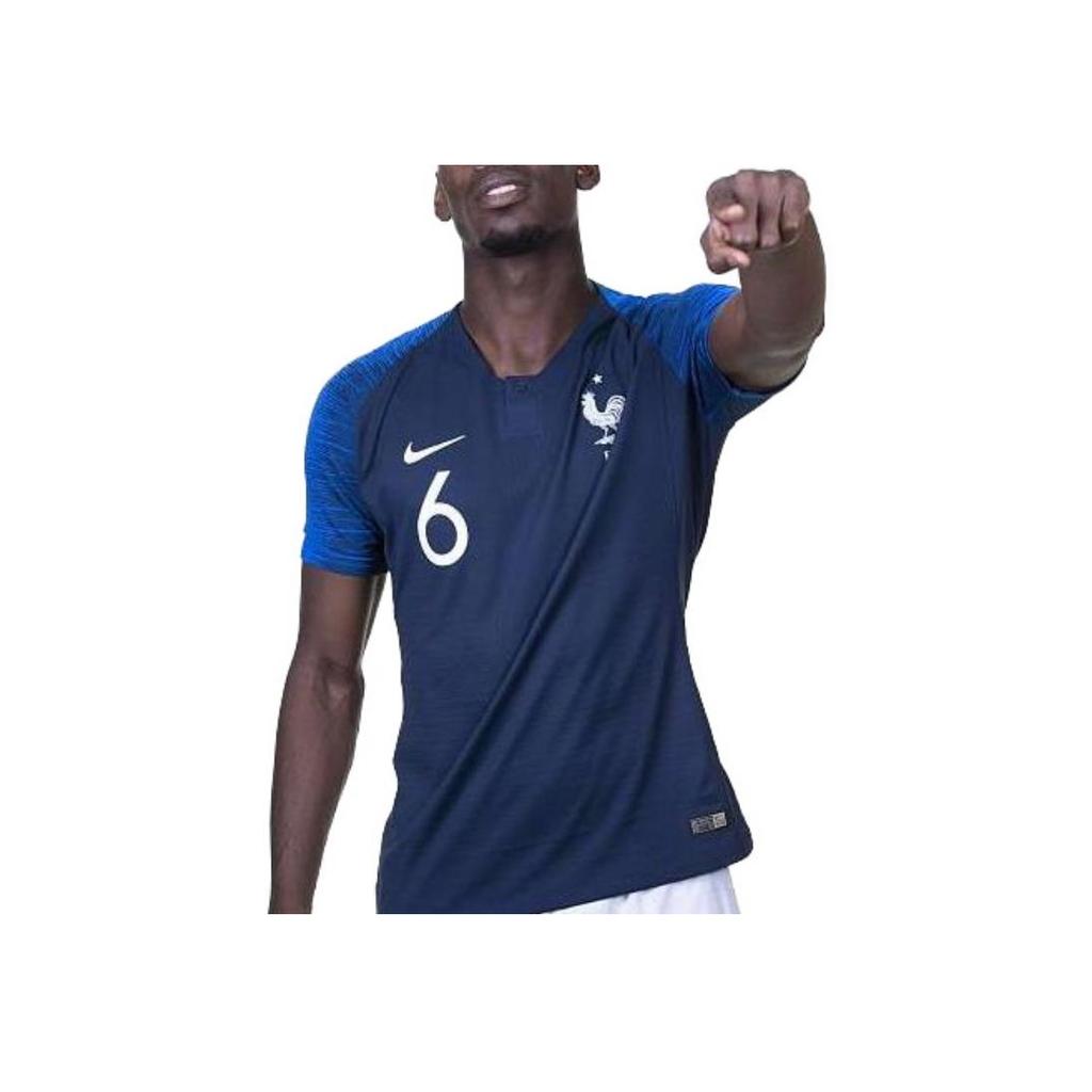 Nike 2018 World Cup France National Team Home Stadium Edition Logo Patch V-Neck T-Shirt Men Tops Navy-Blue 893872-451