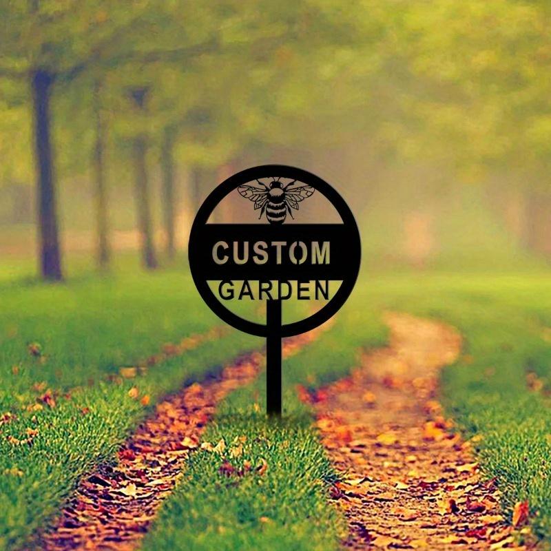 Charming Custom Bee-Themed Personalized Garden Name Metal Sign, Ideal for Garden Art & Metal Yard Art Decor, Outdoor Address Signs