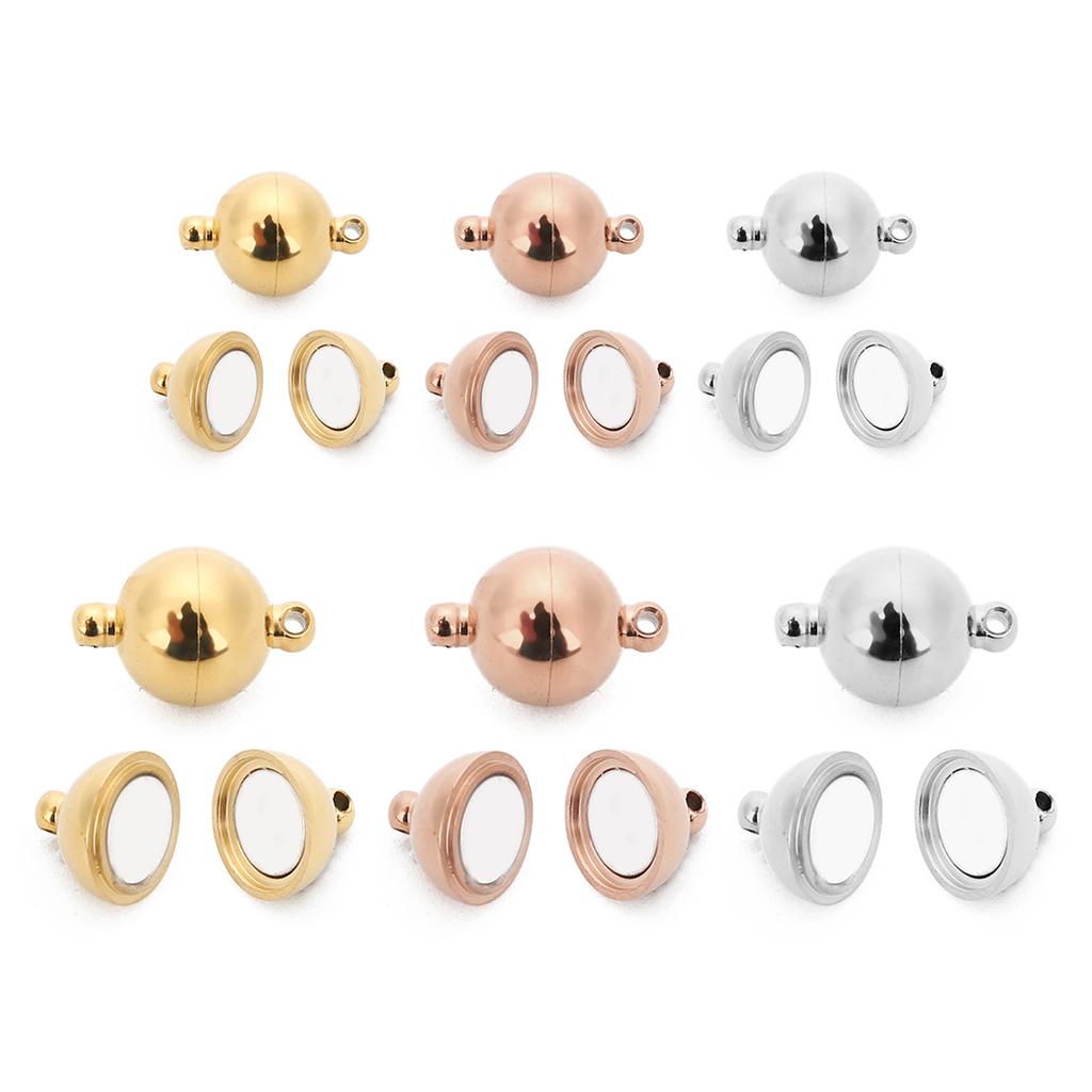 2 Set/Lot 6-16mm Stainless Steel Round Ball Strong Magnetic Clasps Fit Bracelets Necklace End Clasp Connectors Jewelry Making