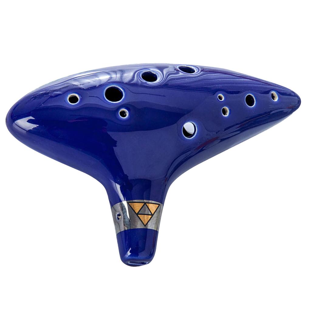 12 Holes Alto C Ocarina Ceramic Ocarina with Lanyard Handrest Mini Wind Instrument for Beginners