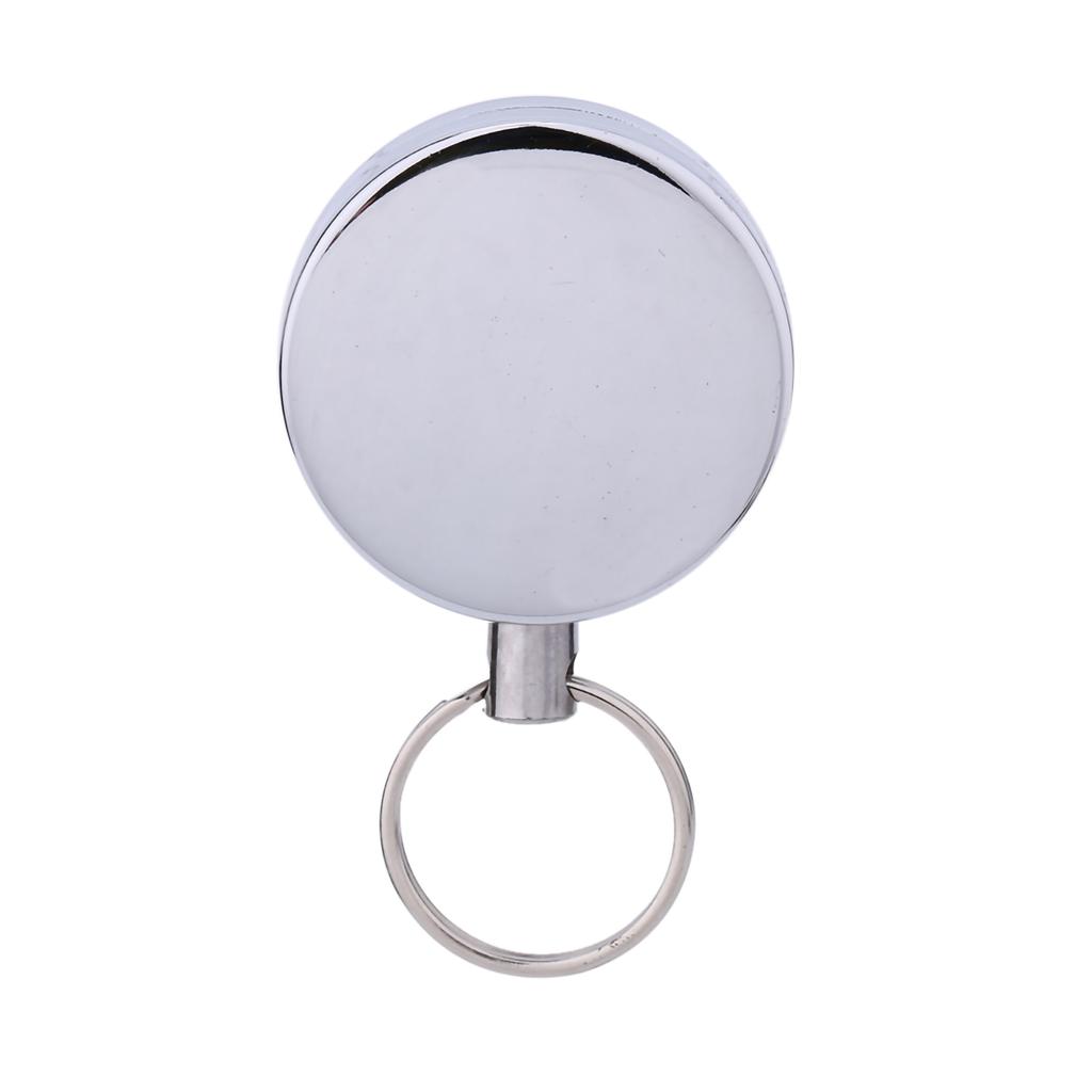 60cm Retractable Pull Chain Recoil Key Ring Keychain Belt Clip Metal Card Holder