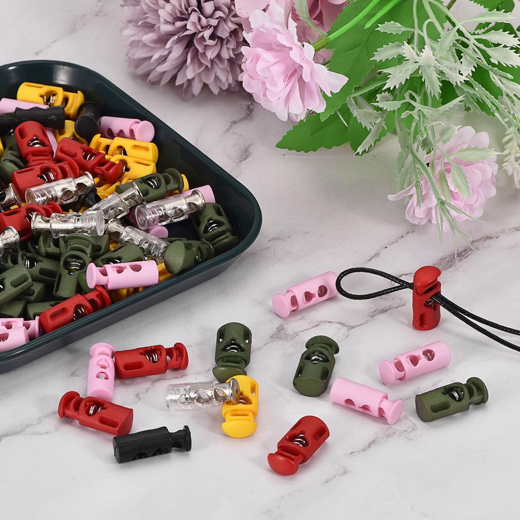 20pcs Plastic Spring Cord Lock Clamp Toggle Clip Stopper Toggle Clip Rope Clamp Buckle For Drawstring Bag Hat Clothes Shoelace