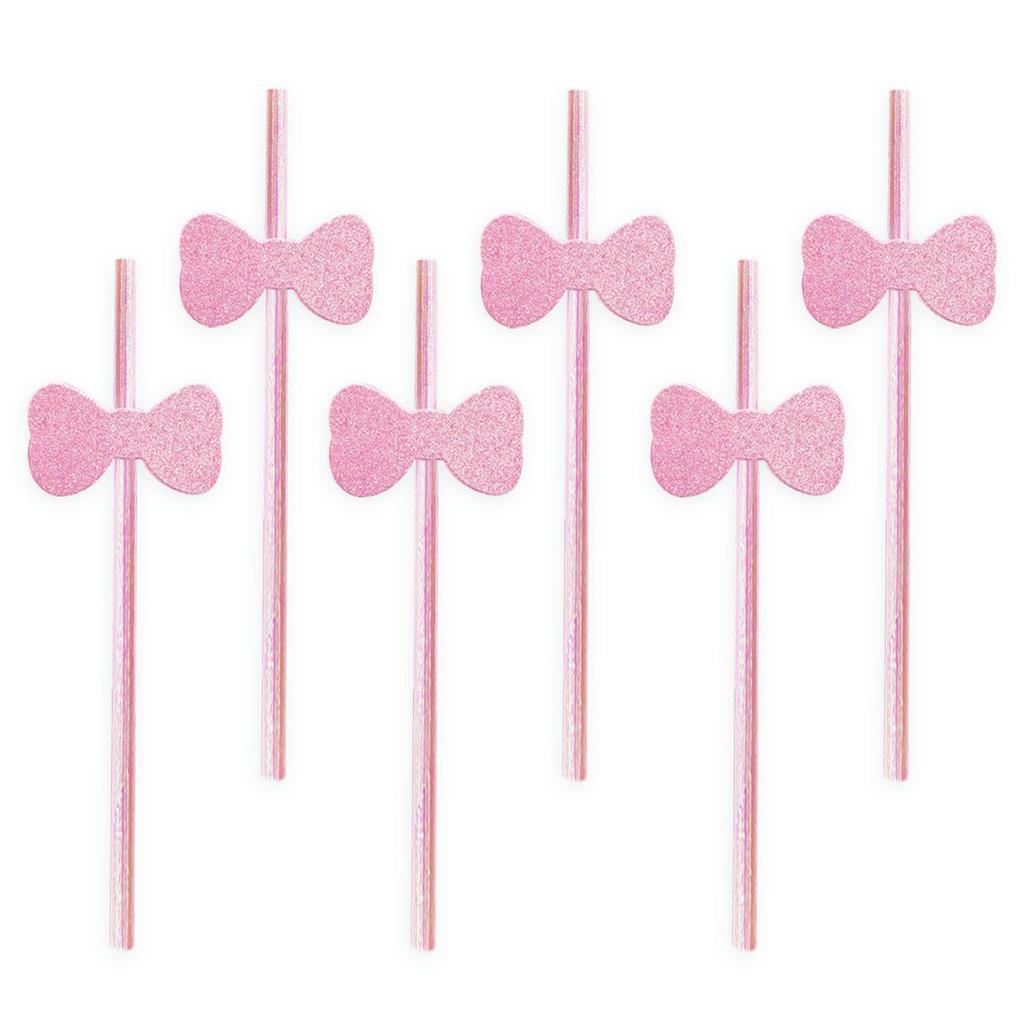 Biodegradable Glitter Bowknot Paper Straws for Cake & Drink Decorations