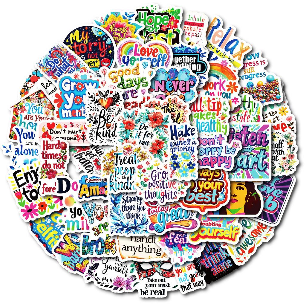 50 English Sunshine, High Emotional Value, Inspirational Classical Quotations PP Waterproof Stickers Notepad Handbook Stickers