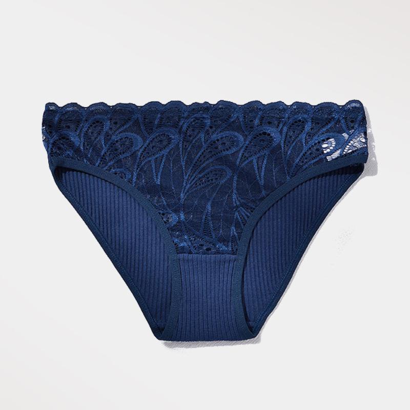 Unterwäsche für Damen, reine Baumwolle, niedrige Taille, sexy Spitzen-Slip, bestickt, atmungsaktiv, nahtlos, dreieckiges Höschen