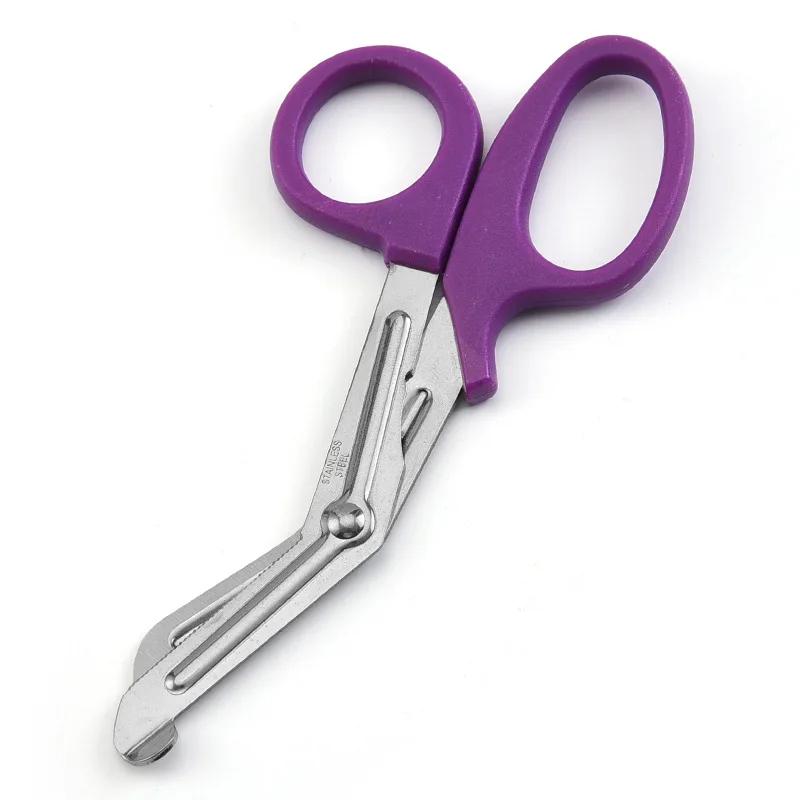 Stainless Medical Rescue Scissors Plastic Handle Steel Wound Gauze First Aid Scissors Practical Outdoor Nurse Scissors Hand Tool
