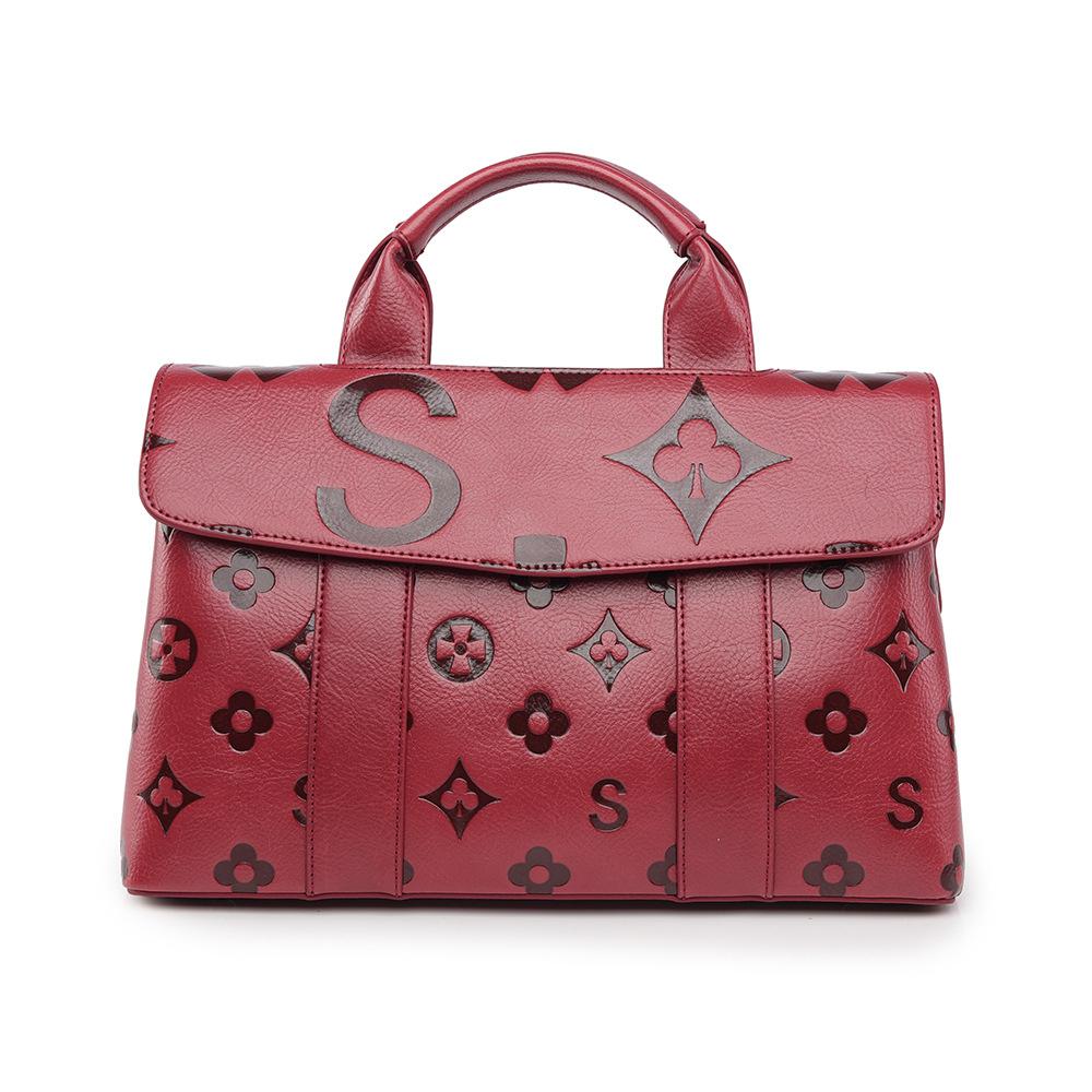 Tragetasche, 3D-geprägte Tasche, Große Kapazität, Kontrastfarbe, Pendeltasche für Damen, Handtasche