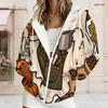 Women Plus Size Zip Up Hoodie Long Sleeve Drawstring Hood Pockets Halloween Printed Sweatshirt