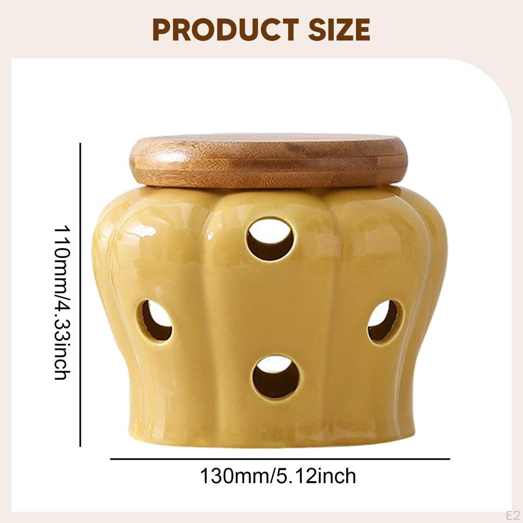 Pojemnik na czosnek Ceramiczny słoik Piwniczka Garnek do kuchni Okrągły Wentylowany Dekoracyjny Nowoczesny Imbir Suszone Chili