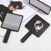 1pc Square Handheld Women Travel Makeup Mirror Chic Handle Dual-Use Desktop Personalized Gift Initial Name 26 Letters Pattern