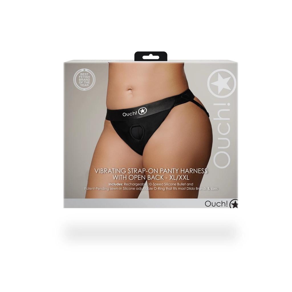 Ouch! - Open Back Vibrating Strap-On Panties - XL/XXL