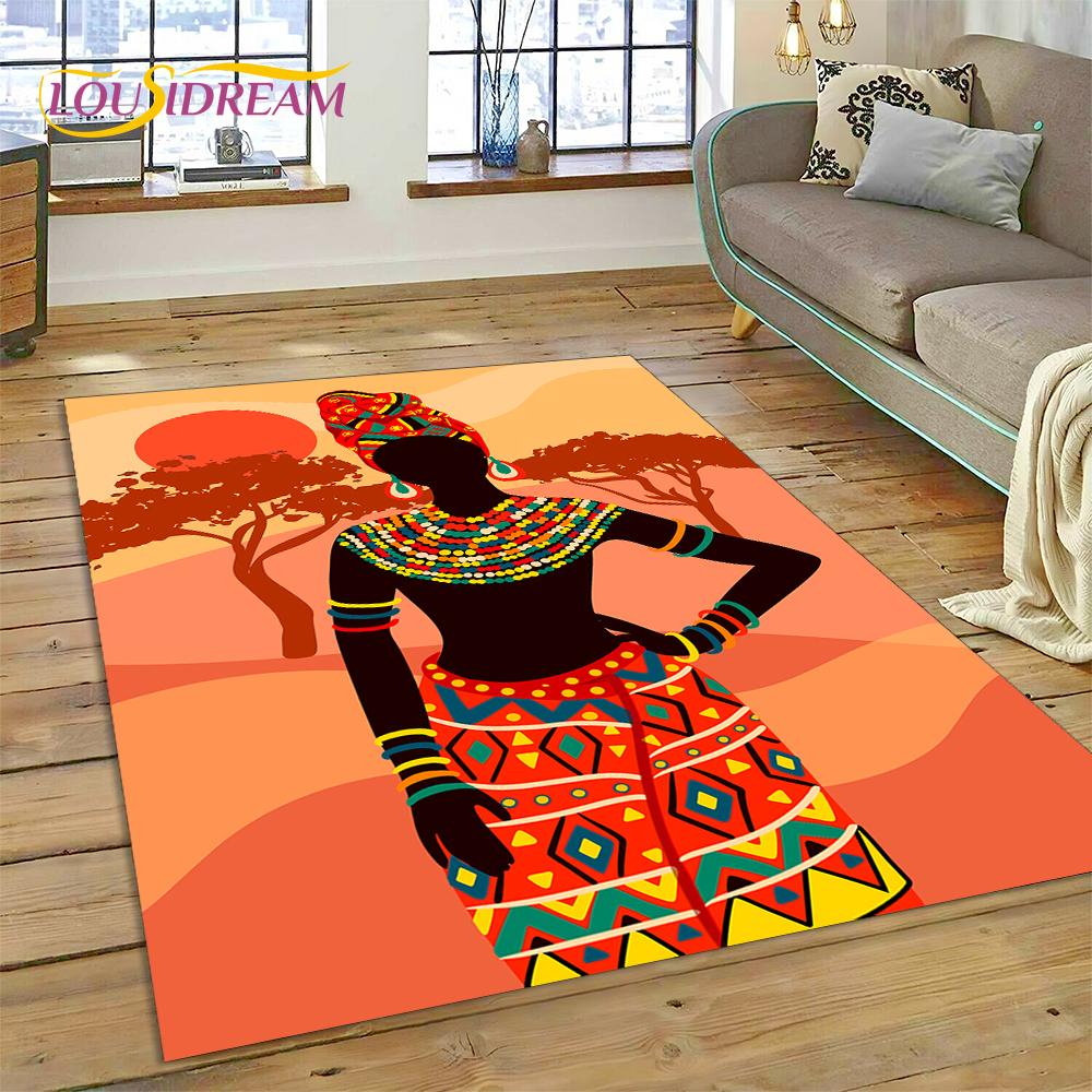 Cartoon Africa Ethiopian Custom Painting Art Carpet Rug for Bedroom Living Room Home Sofa Decoration,kids Large Decor Floor Mat