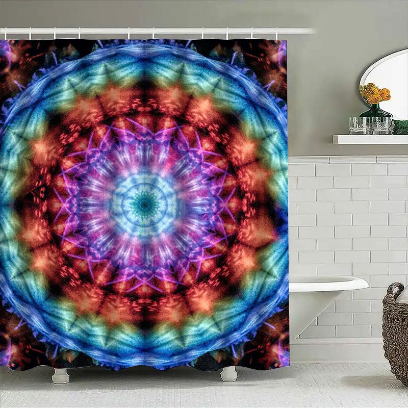 Mystic Mandala Shower Curtain Blue Purple Pink Green Red Bathroom Decor