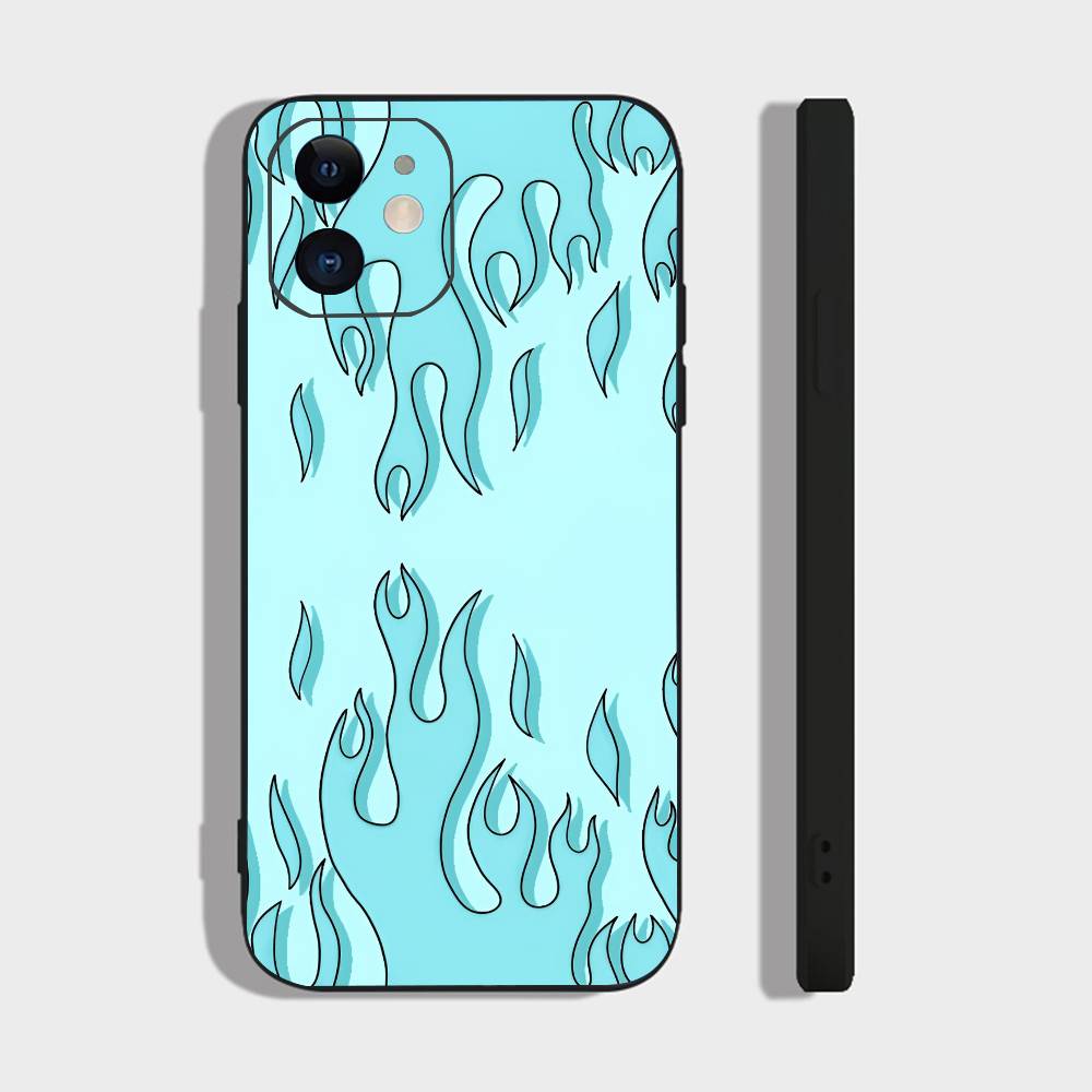 Fire For IPhone 13,17,11,12,16,14,15,Plus,Pro Max Soft Silicone Black Phone Case