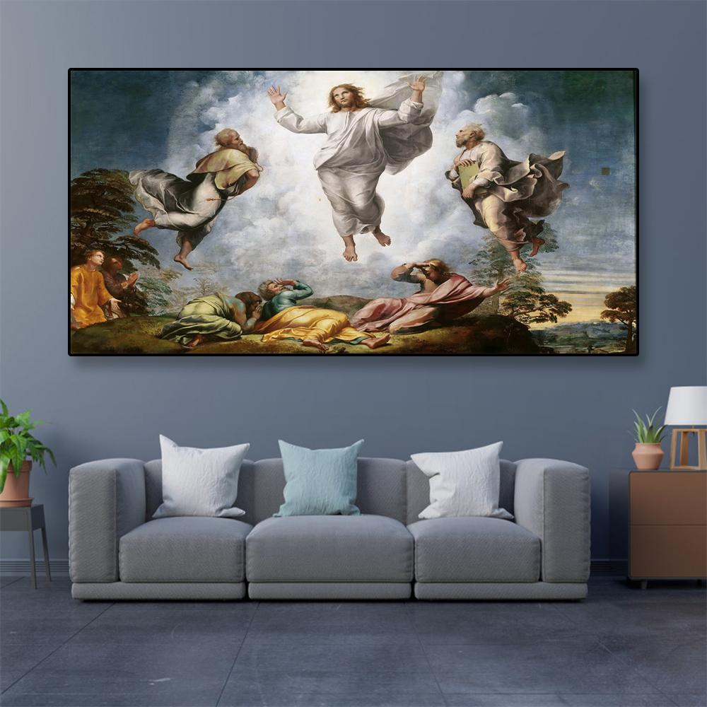 Classical Oil Painting Transfiguration of Christ Poster By Raffaello Santi Print Vintage Canvas Painting Home Room Gallery Decor