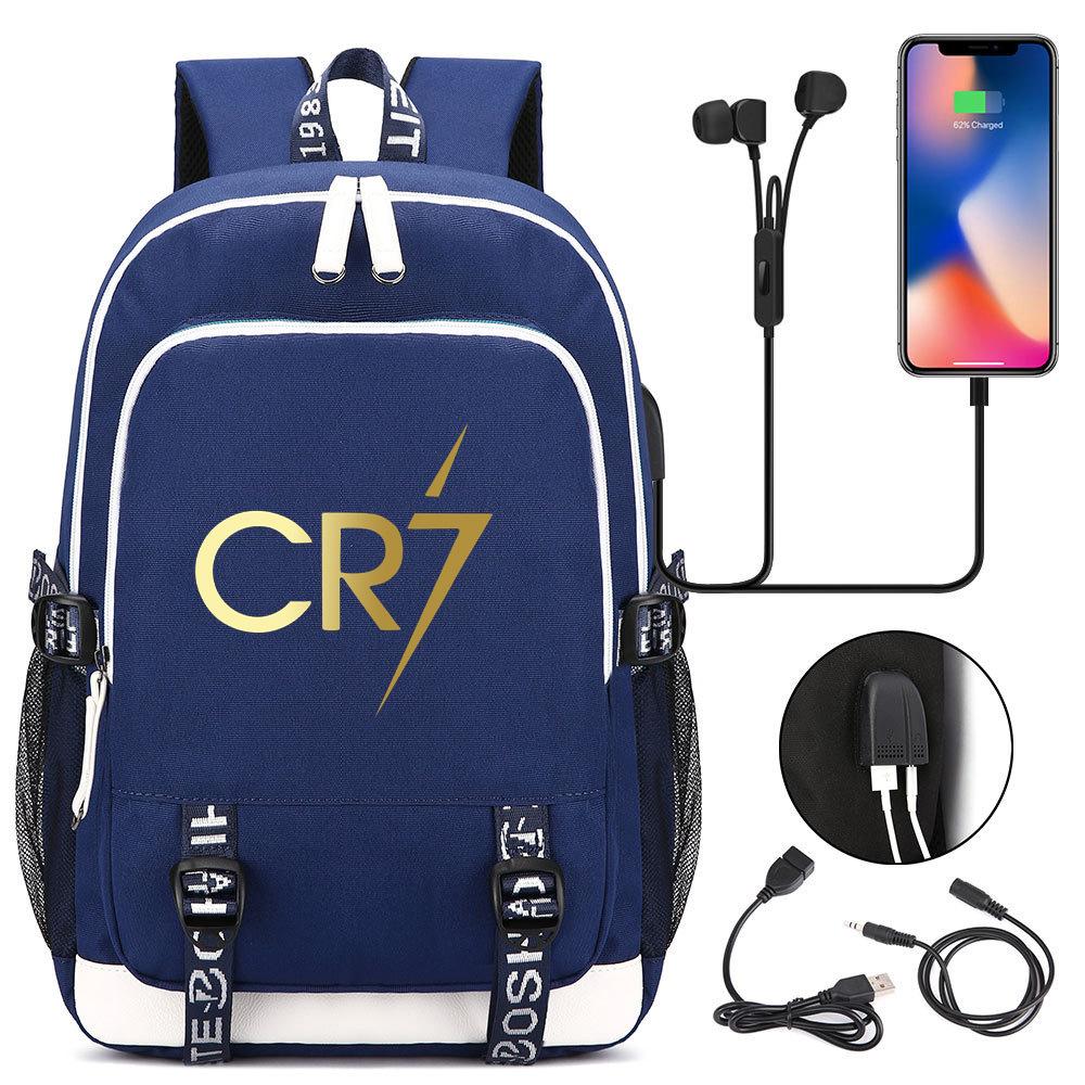 Football Printed Student Backpack Multifunctional Usb Interface Large Capacity Leisure Travel Backpack