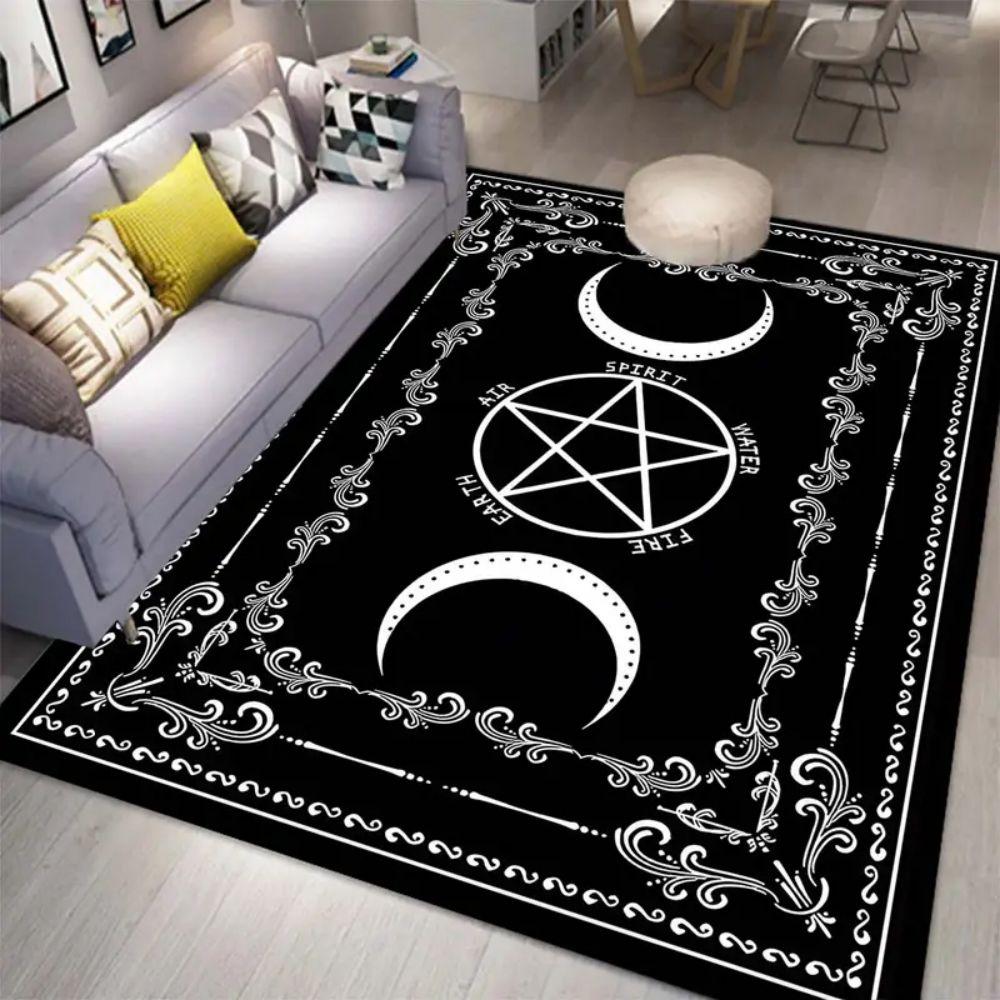 VIKAMA Large Five-Pointed Star Moon Area Mat - Anti-Slip, Machine Washable, Living Room Coffee Table Blanket For Home Decoration