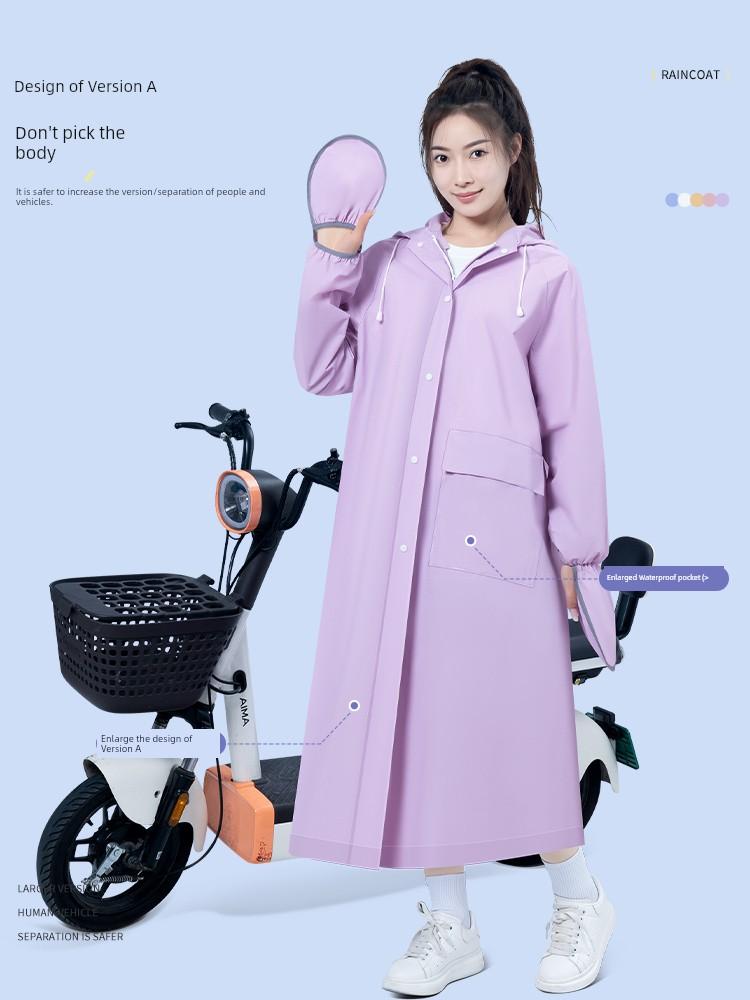 Women's Long Raincoat for Single Person, Full-Body Protection Against Heavy Rain, Suitable for Electric Scooters, Men's Adult Outerwear Raincoat