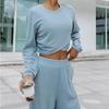 Long Sleeve Top and Sweatpants Set Solid Color Long-Sleeved Top Loose Sweatpants Suit