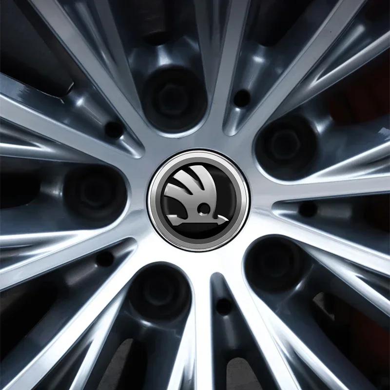 Msdf2 4pcs 56mm Car Emblem Wheel Hub Caps Center Cover Sticker Decoration For Skoda Octavia Superb Rapid Kodiaq Karoq Fabia Roomster