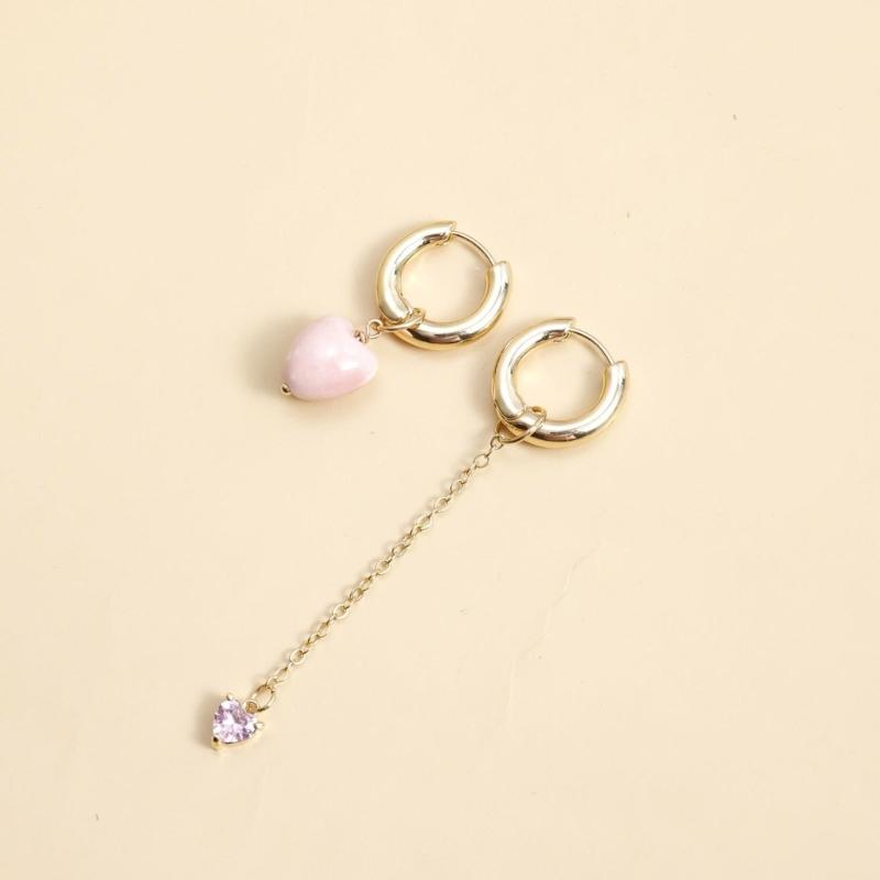 Heart Shaped Tassels Earrings Asymmetric Ear Buckles for Women Girls Fashion Party Wear Jewelry Wedding Accessories