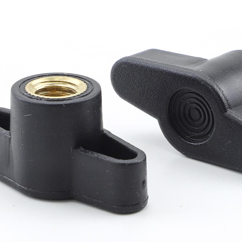 Black Z-Type Blind Hole Nylon Hand Screw Nut with Plastic Rubber Handle, M4/M5/M6/M8