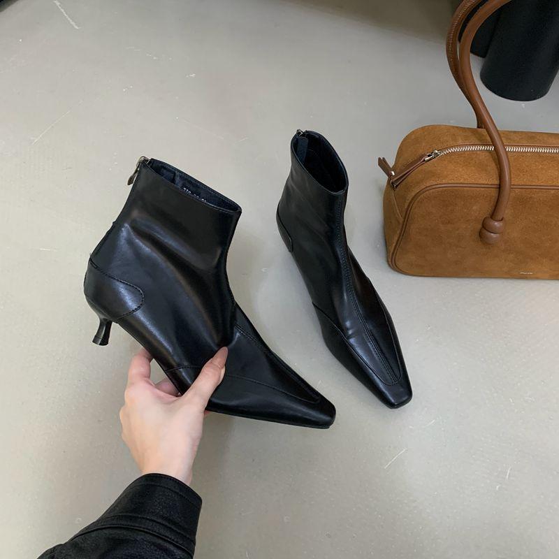 Мода Bailamos Зимний Новый Бренд Женские Короткие Ботинки Мода Квадратный Носок Женские Элегантные Ботильоны Тонкий Высокий Каблук Туфли-Лодочки для Платья Обувь 35 5335₽
