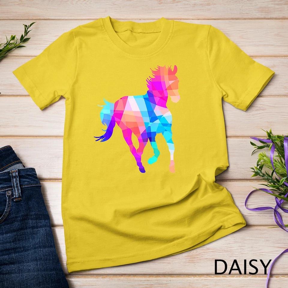 Womens Horse Geometric Colorful T-Shirt Unisex T-shirt 3 XL