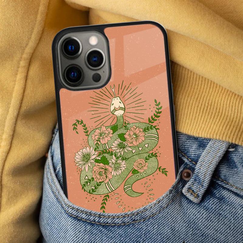 Flower snake Soft Phone Case for iPhone 17 Air 16e Pro max 15 Pro 13 14 Plus 11 12 MagSafe Magnetic Coque