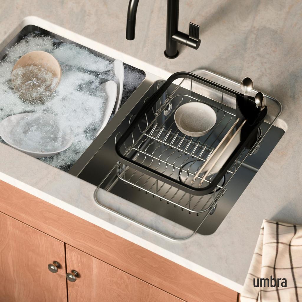 Umbra SINKIN DISH RACK Dish 21004292047 MULTI-USE (Sinkin 3-Way Rack) Black/Nickel