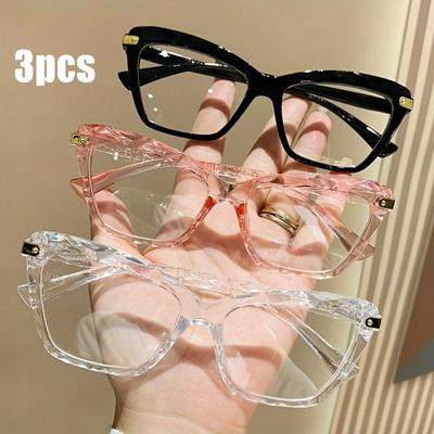 3pcs Cat Eye Glasses Women Glasses Frame EyeGlasses Fashion Vintage Anti Blue Light Eyewear Clear Men Glases