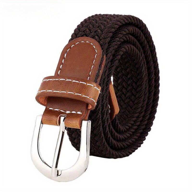 Unisex Casual Knitted Pin Buckle Jeans Belt Woven Canvas Elastic Expandable Stretch Belts for Women Men Girdle