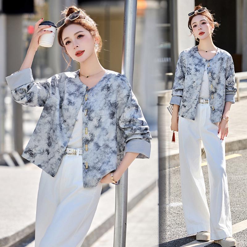 

Spring new dignified and atmospheric design long-sleeved crew neck jacket XL серый