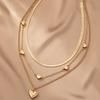 Women's Retro Geometric Heart Necklace with Snake Bone Chain - Three-dimensional Layered Design