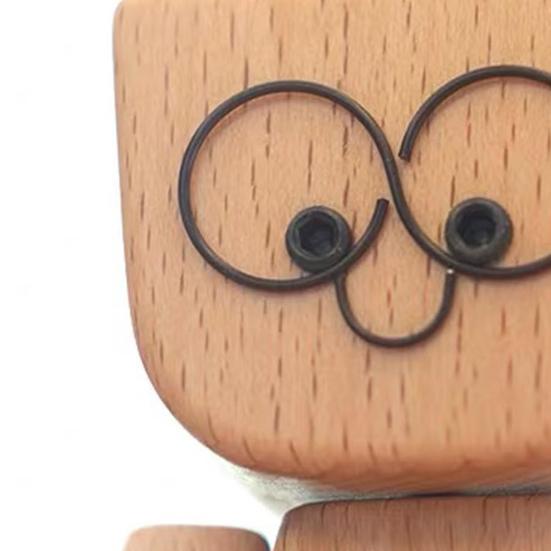 1/2 Sets Shaking Wooden Man Figurine with 12 Magnetic Expressions Handmade Shaking Feet Wooden Doll Car Dashboard Desktop Decoration