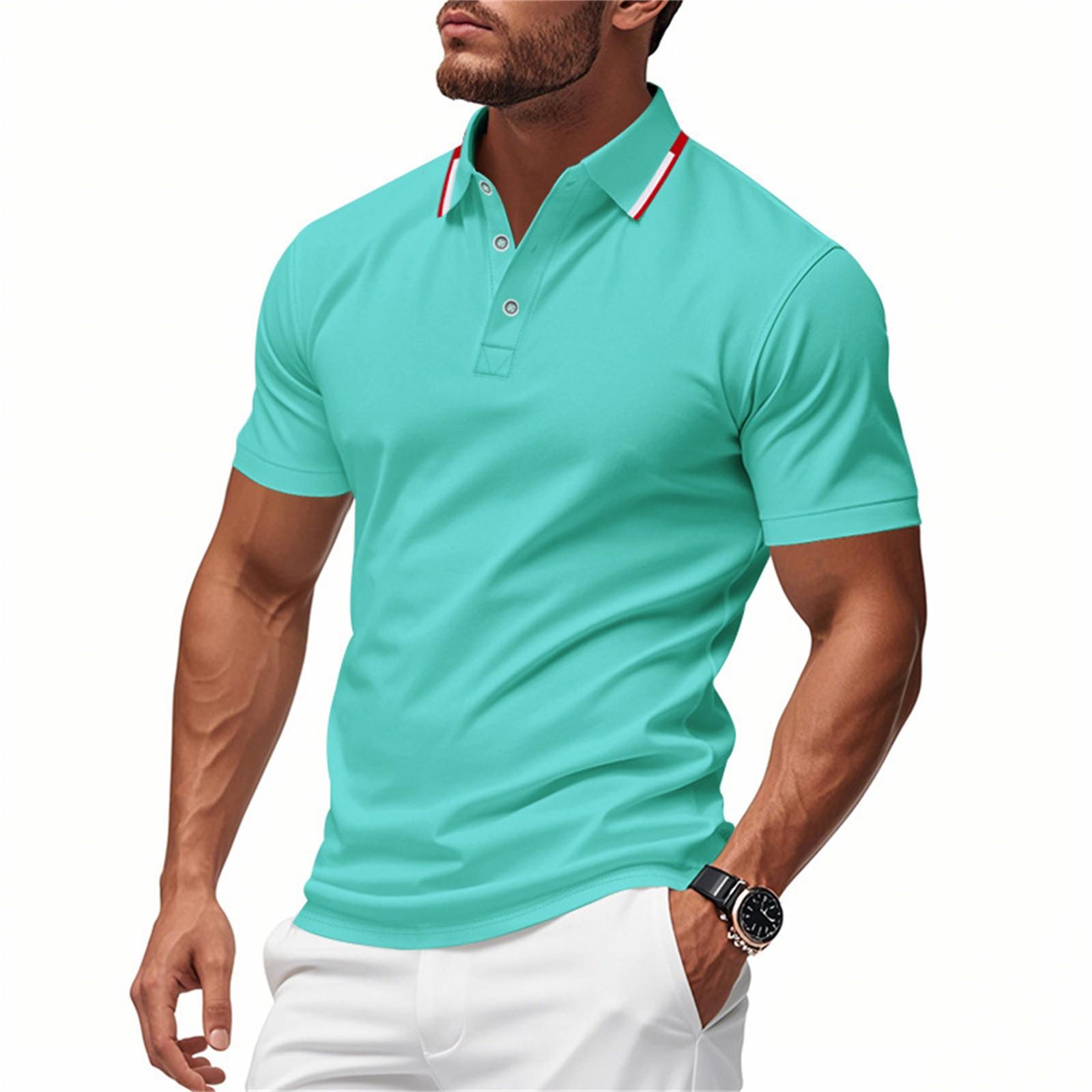 Emilia Zomers herenoverhemd met kraag en korte mouwen in effen kleur, sportief en casual model. XL hemelsblauwe kleur