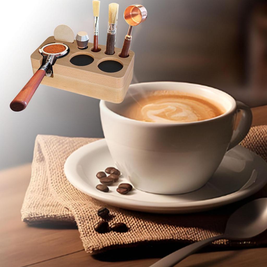 Espresso Tamp Mat Stand Anti Slip Stable for 5158mm Portafilter Worktop Bar Beech