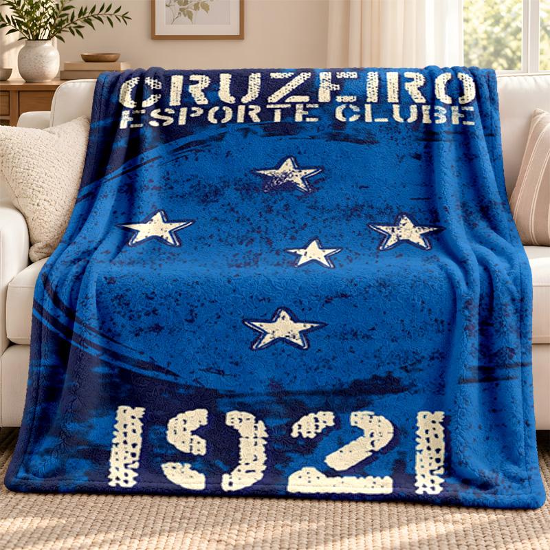 Cruzeiro Esporte Clube Blanket Flannel Blanket Soft Cozy Plush Throw for Sofa Bed Lightweight Home Decoration Outdoor Camping