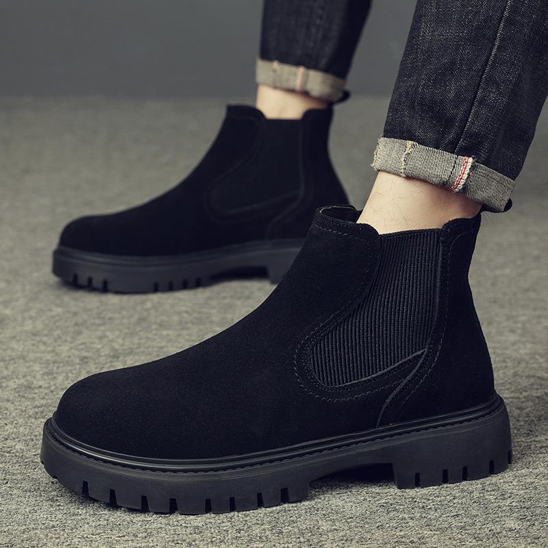 Autumn and Winter Martin Boots Men's High-top Autumn New Korean Version of Matte Leather Chelsea Boots Men's Breathable Mid-top Cigarette Boots