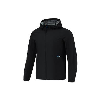 Fitness Series Solid Color Windproof Breathable Hooded Sports Jacket Men Jacket Black AFDU409-1