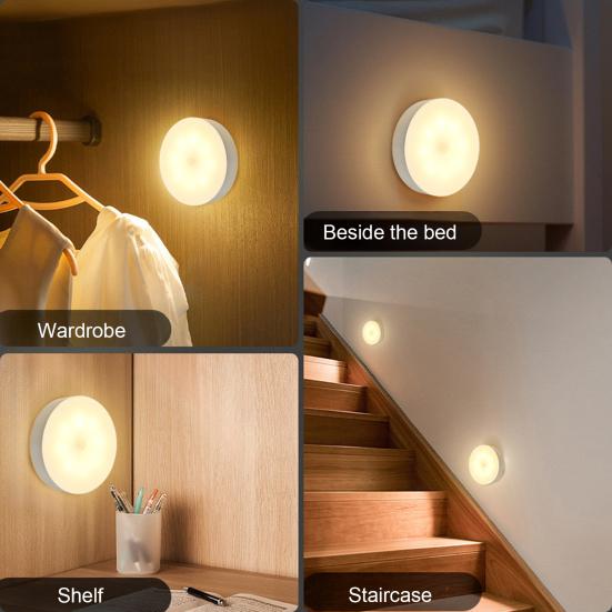 Night Light High Lumens Automatic On/Off Energy-Saving USB Rechargeable LED Motion Sensor Light Bedside Lamp