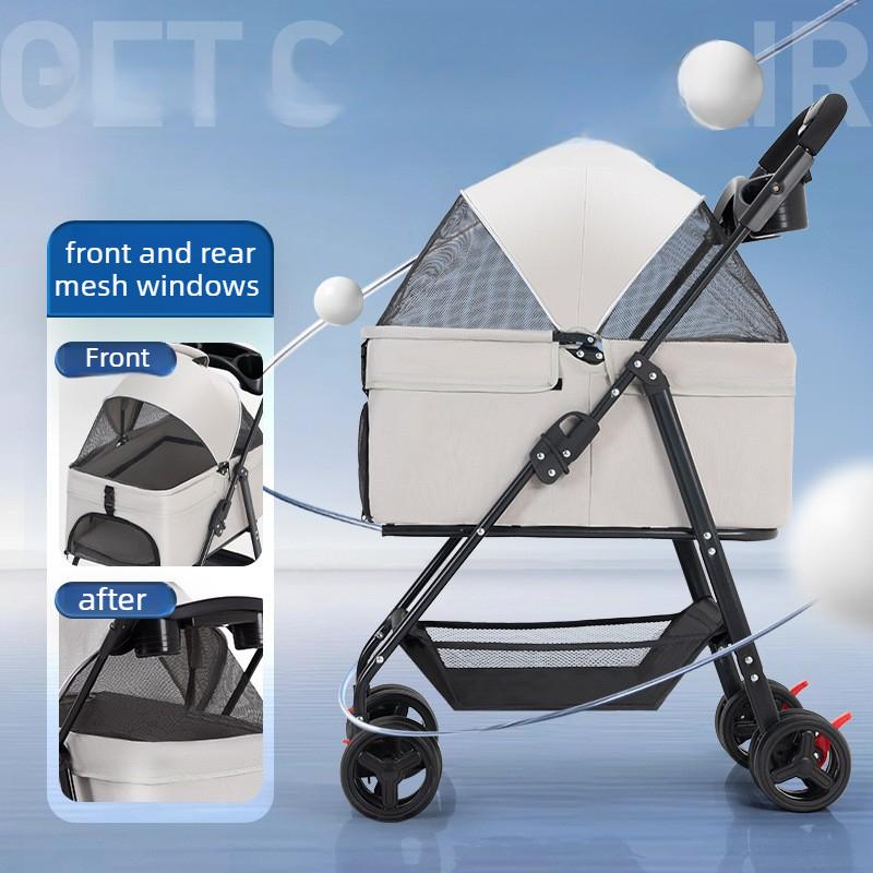 Lightweight Pet Cart Dog Foldable Separation Strollers Medium Dog Cart Dog Detachable Car Carrier Bag Pet Carriers with Plate