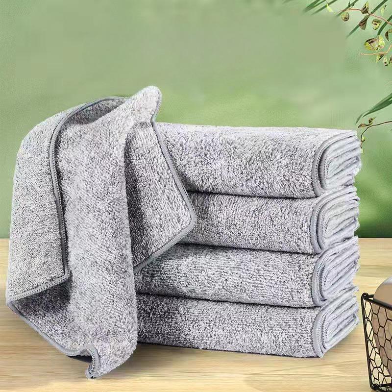 Coral Velvet Bamboo Charcoal Cloth Thickened Kitchen Cloth, Absorbent Scouring Pad Household Cleaning Cloth Degreasing Dishcloth