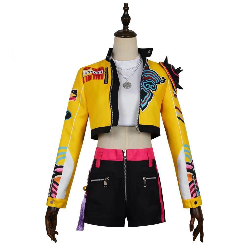 Edgy Streetwear Cosplay Costume For Women - Halloween Outfit For Stage Performance, Festival & Party Wear