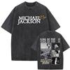 Michael Jackson King of Pop MJ Vintage Washed T-Shirt Herren Damen High Street Gothic Klassisches T-Shirt Sommer Oberteile Hip Hop T-Shirt