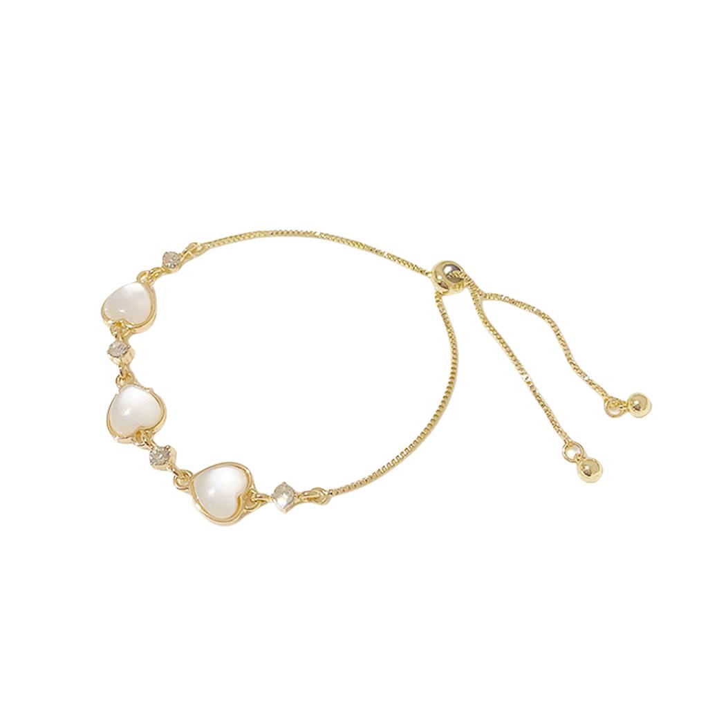 Fashionable Heart Stone Bracelet Metal Chain Bracelet Stylish Wrist Jewelry for Comfort and Durability in Daily Wear