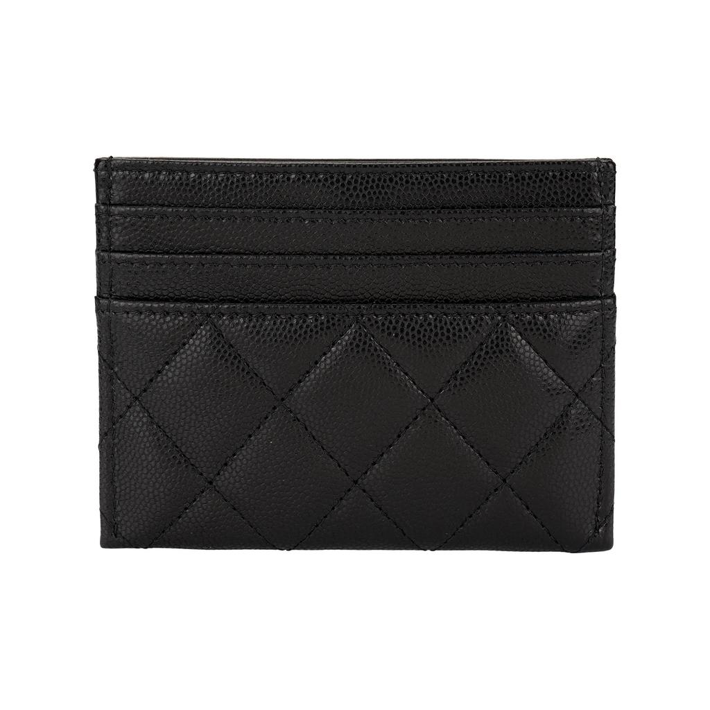 CHANEL 25S classic brand logo  diamond pattern design  grainy leather  card holder  women's style  black