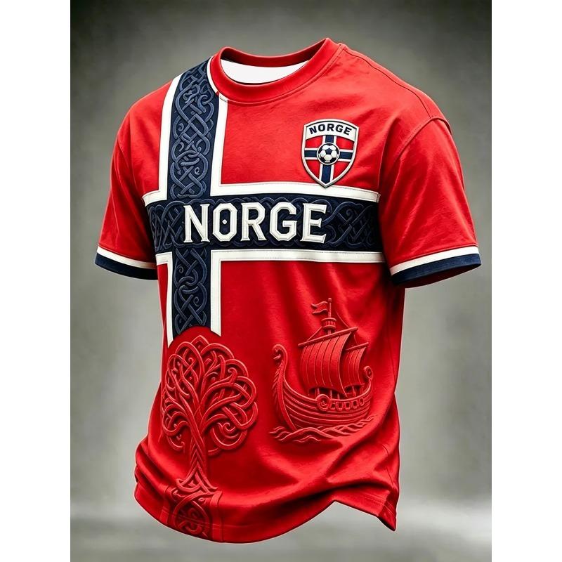 ETST 07 2026 Editie Noors Voetbal Trainingsshirt - 3D Digitale Print - Comfortabel en Ademend - Gepersonaliseerde Kleding voor het Hele Gezin 5XL