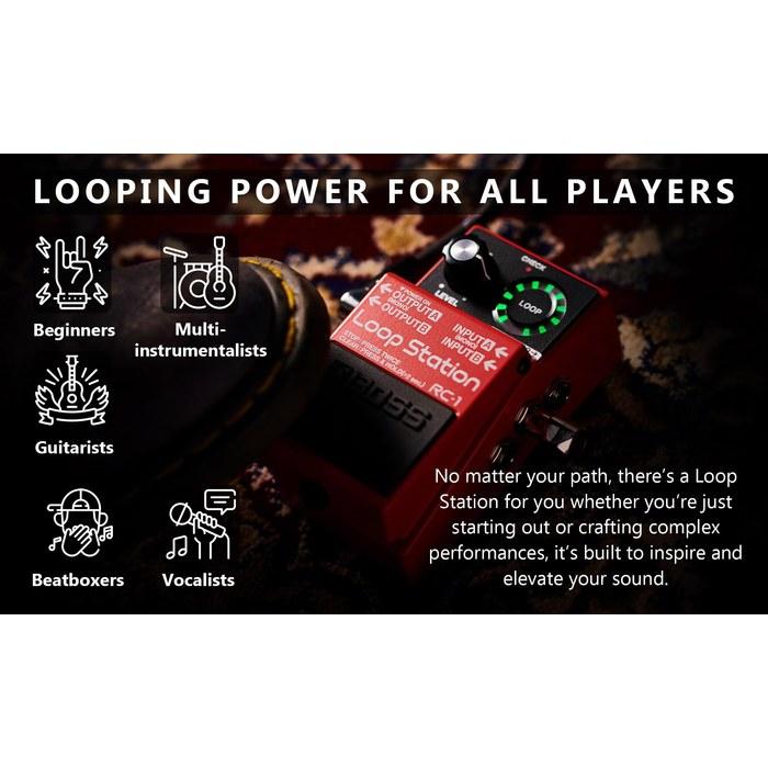 Boss RC-1 Loop Station Bundle with Power Supply, Instrument Cable, Patch Cord, and Picks. Powered Package.